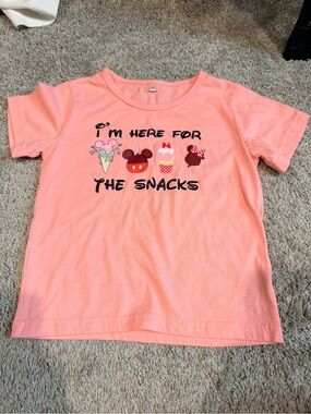 Girls' Pink Long Sleeve Graphic Tee - I'm Here for the Snacks